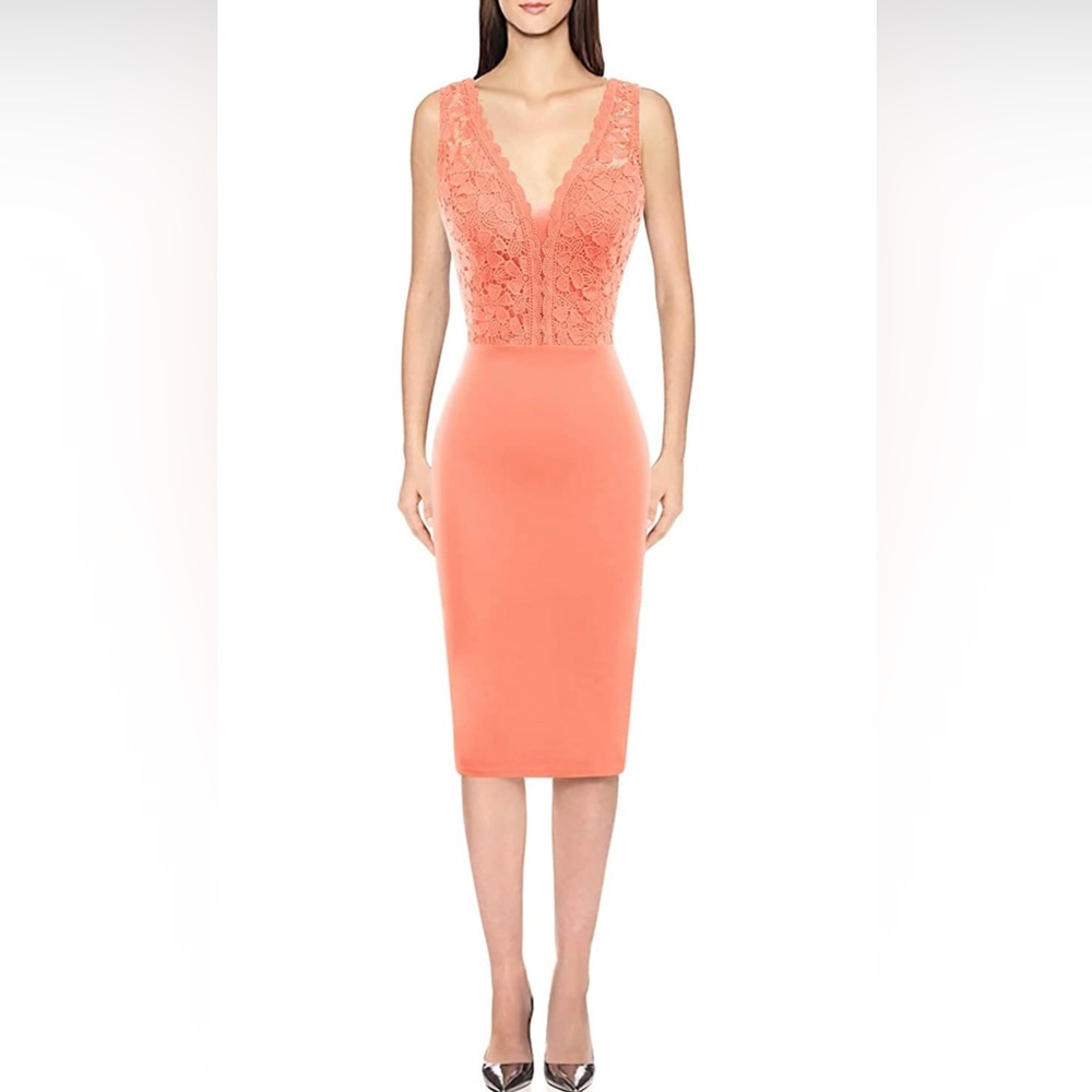 GRACE KARIN Women Sleeveless Deep V Neck Cocktail Pencil Dress. Sz. M